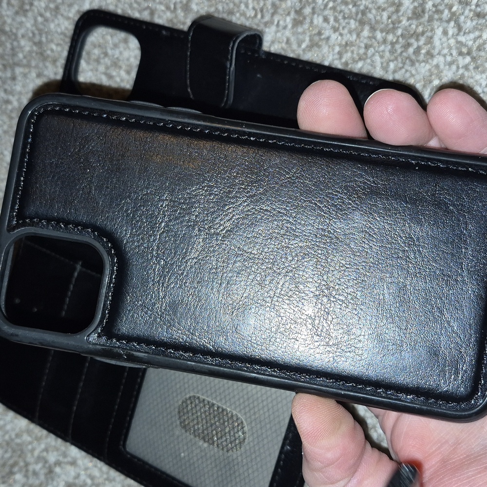 Black Leather Phone Wallet Case - Picture 8 of 10